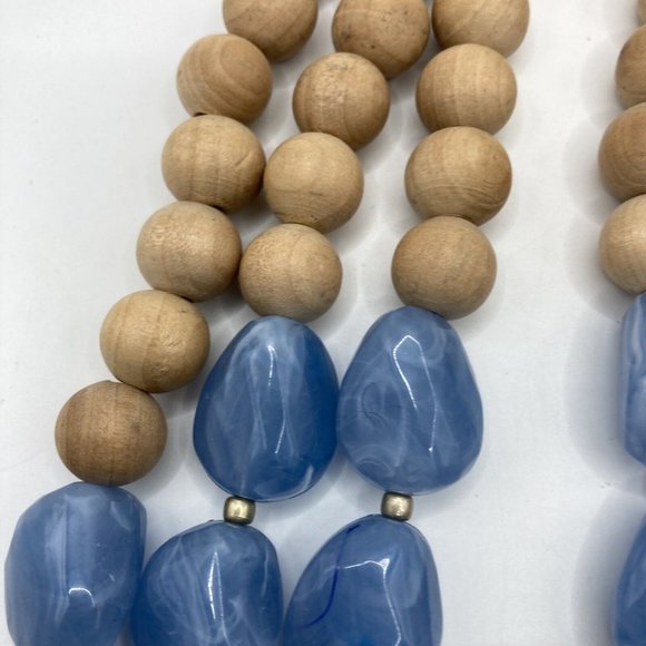 Triple Strand Acrylic Faceted Beads Wood Gold Tone LYNDELL NYC Designer Necklace - Picture 6 of 14